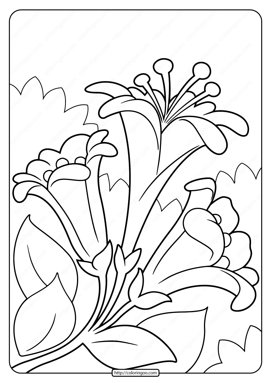 free printable easter lillies pdf coloring page