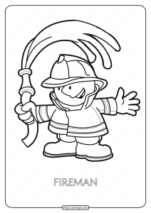 free printable fireman pdf coloring page