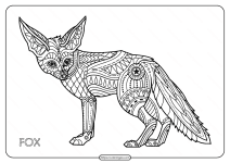 free printable fox hand drawn coloring page