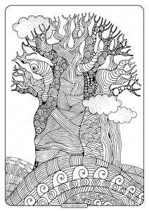 free printable imposing baobab tree coloring page