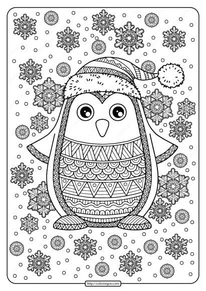 free printable jolly penguin pdf coloring page