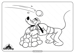 Free Printable Pluto Playing Snowball Coloring Page
