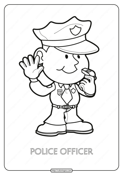 free printable police officer pdf coloring page