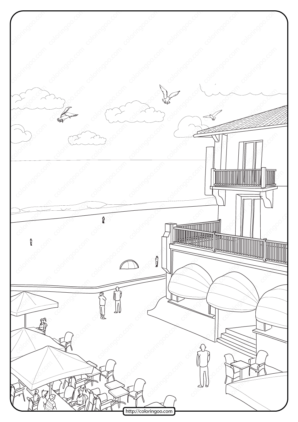 free printable restaurant pdf coloring page