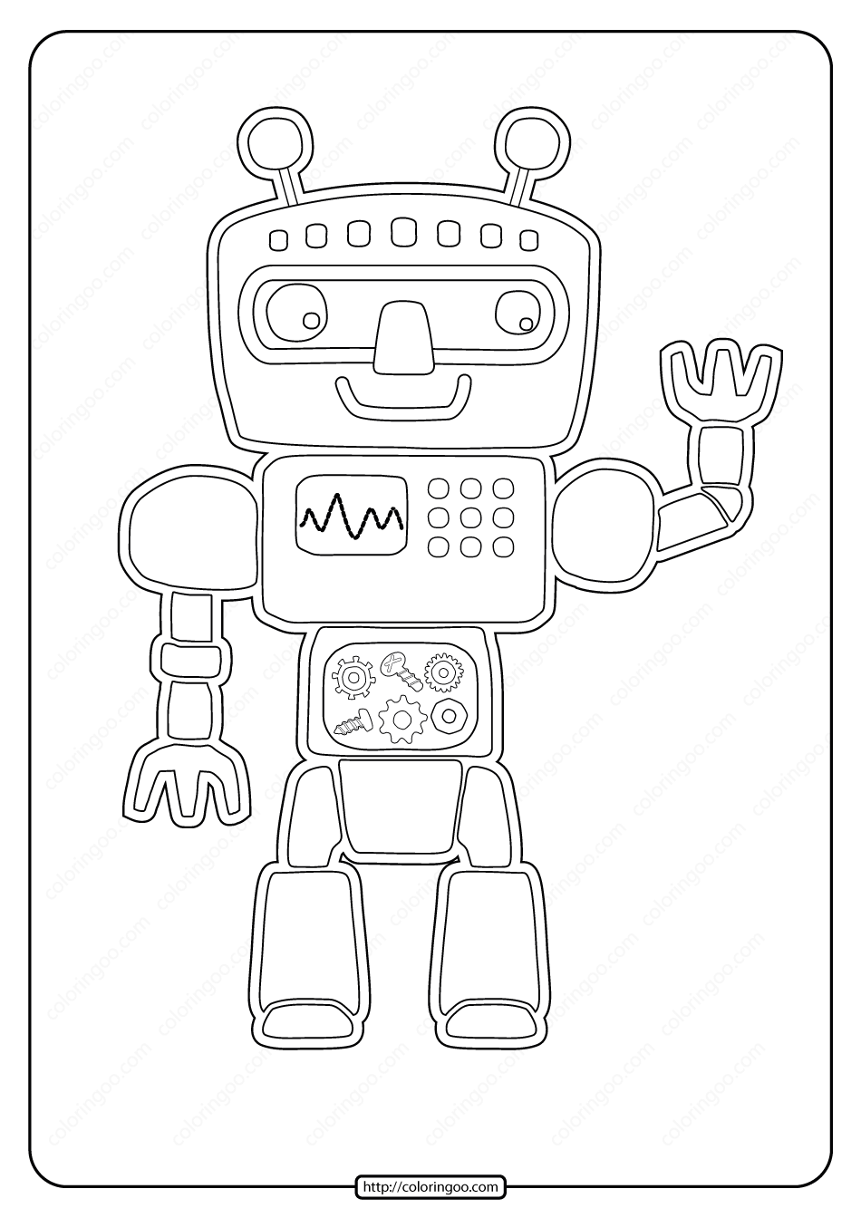 free printable robots pdf coloring page