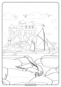 free printable seaside manor pdf coloring page