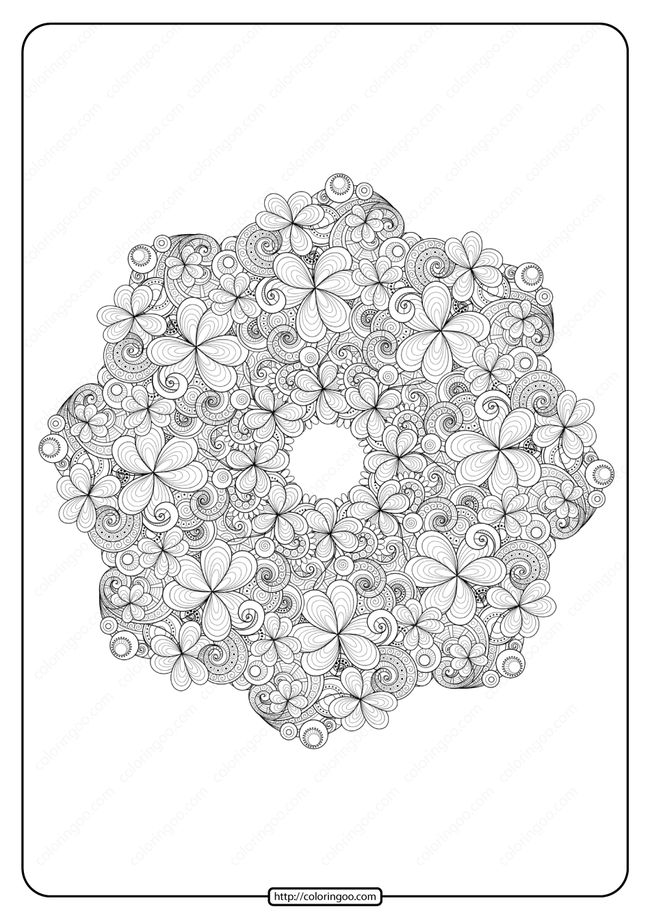 free printable shamrock wreath pdf coloring page