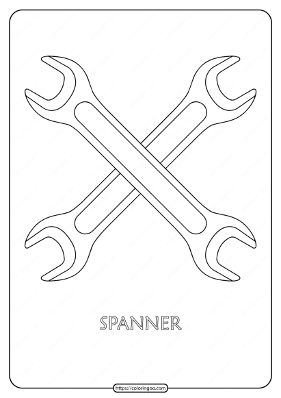 free printable spanner outline pdf coloring page