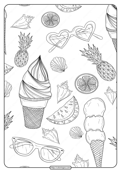 free printable summer patterns pdf coloring page