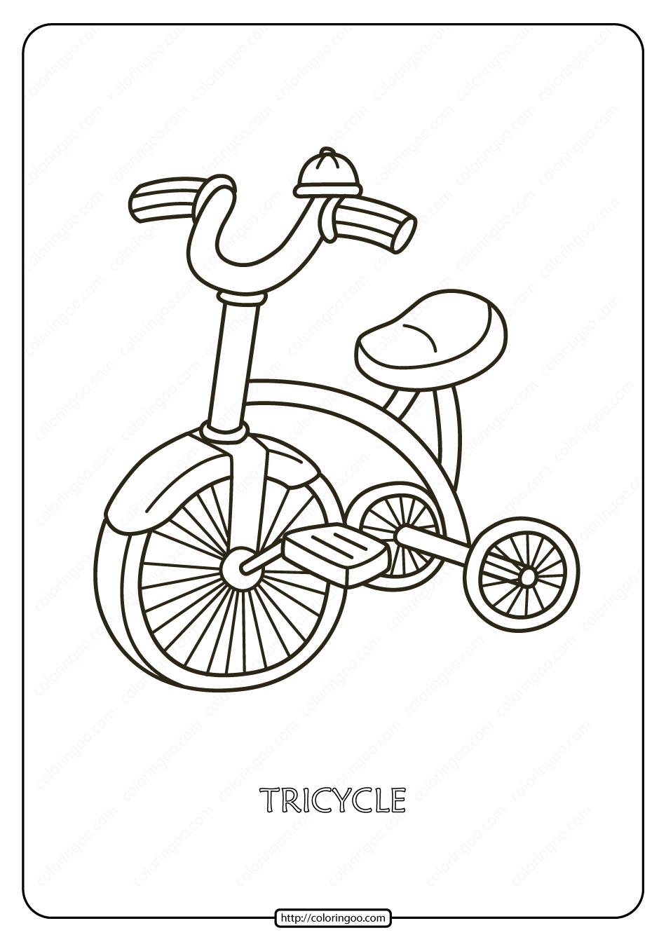 free printable tricycle pdf coloring page