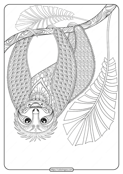 free printable wwf sloth pdf coloring page