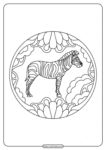 free printable zebra animals pdf coloring page