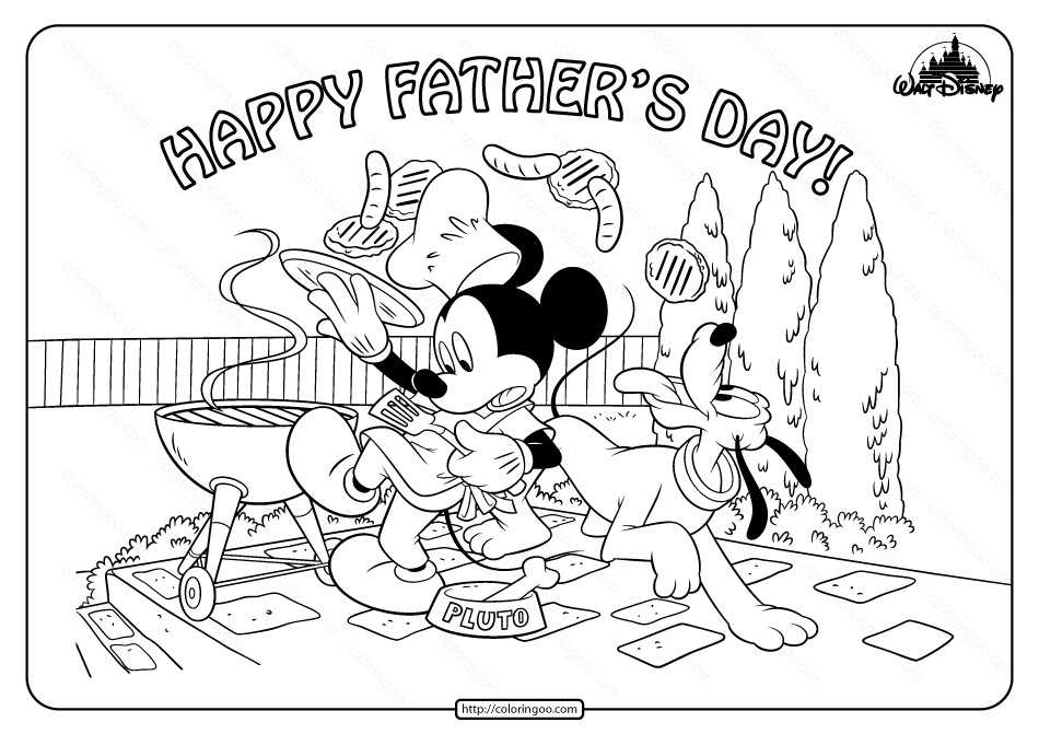 printable disney happy fathers day coloring page