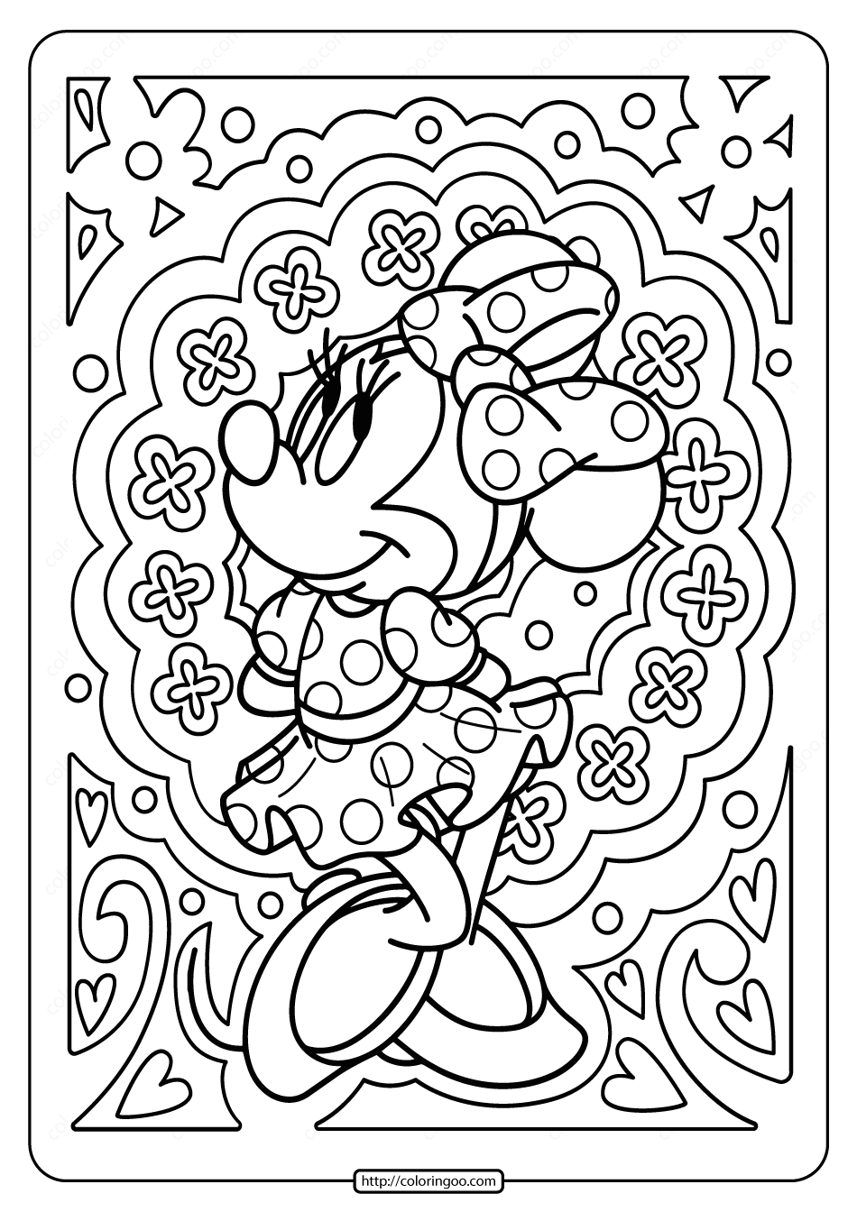 Printable Disney Minnie Mouse Pdf Coloring Page