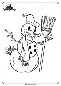 printable donald duck a snowman coloring page