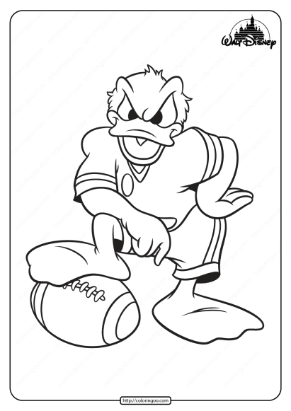 printable donald duck football player coloring page