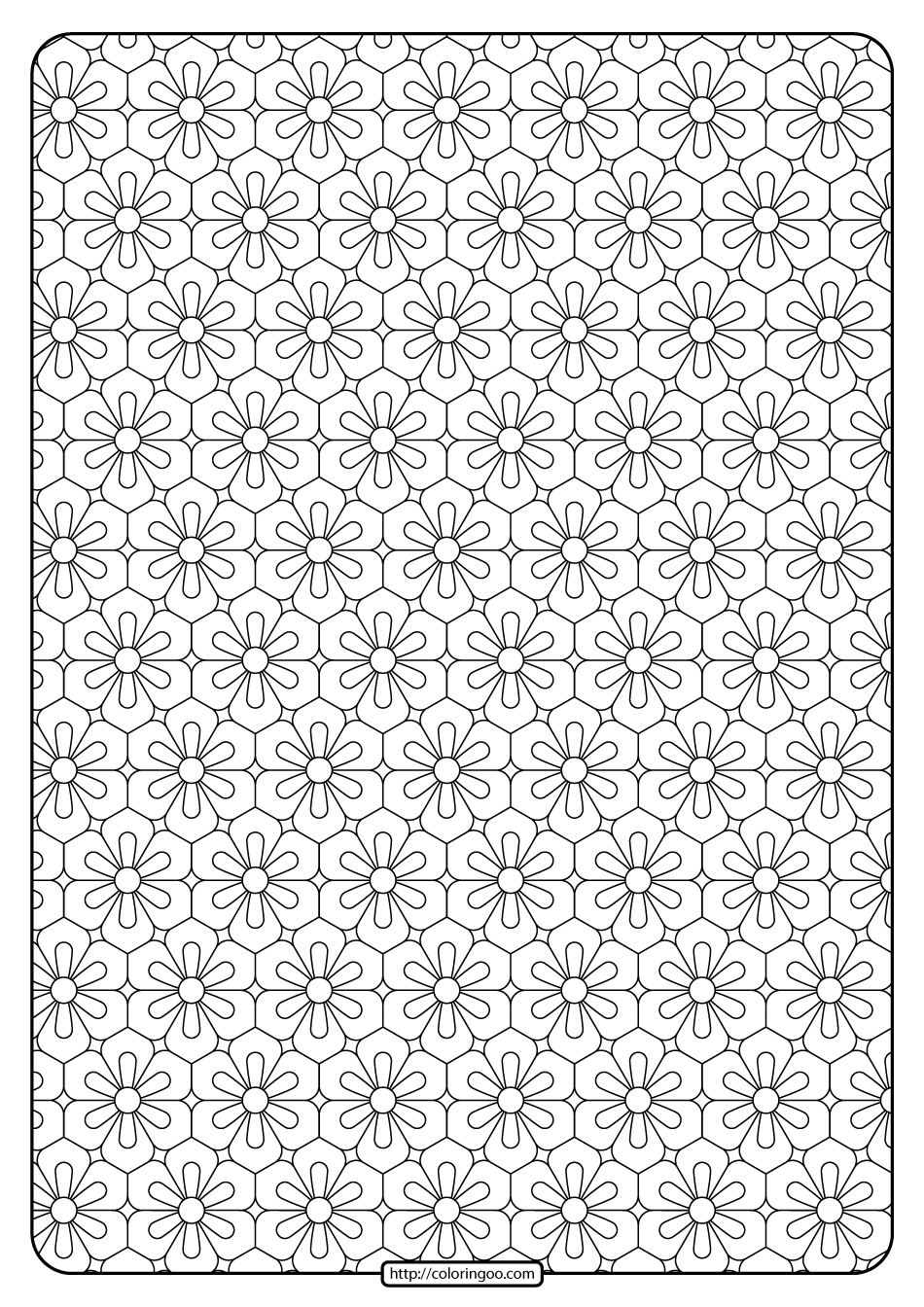 Printable Flower Geometric Pattern Coloring Page 02