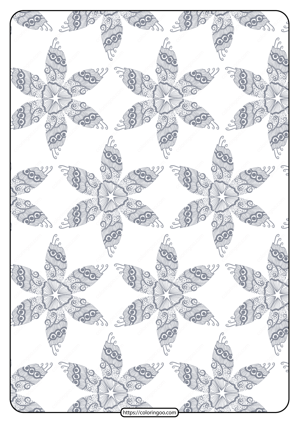 printable flower geometric pattern coloring page 05