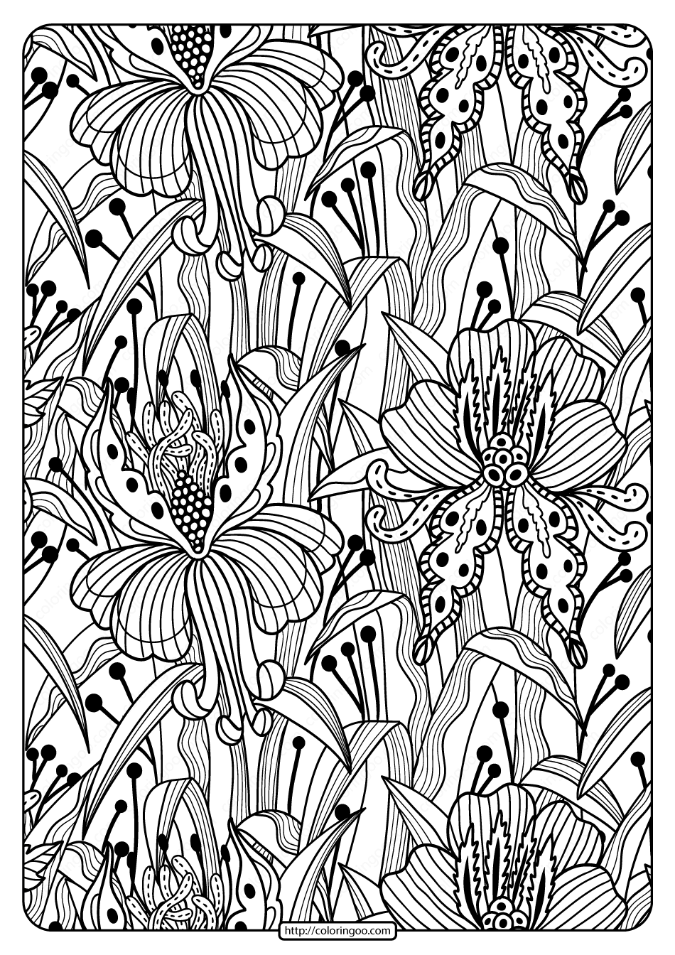 printable flower pattern coloring page 02