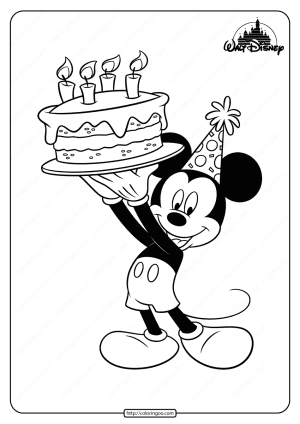 printable mickey mouse birthday coloring page