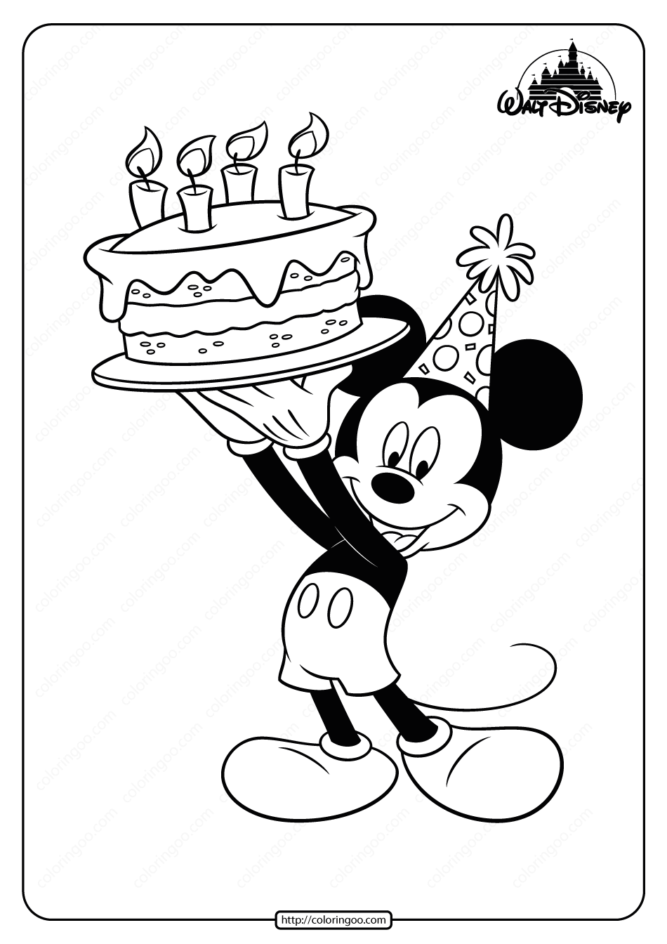 printable mickey mouse birthday coloring page