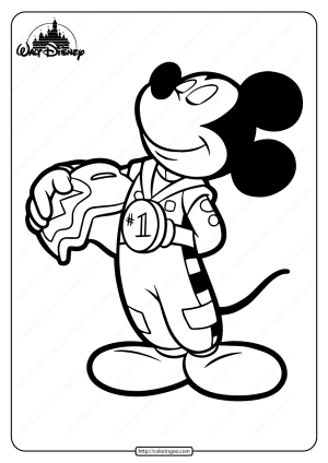 Printable Mickey Mouse Racing Pilot Coloring Page
