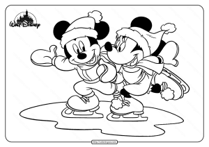 Disney Minnie Mickey Mouse Ice Skating Coloring Page