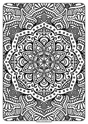 Printable Ornament Indian Flower Mandala Coloring Page
