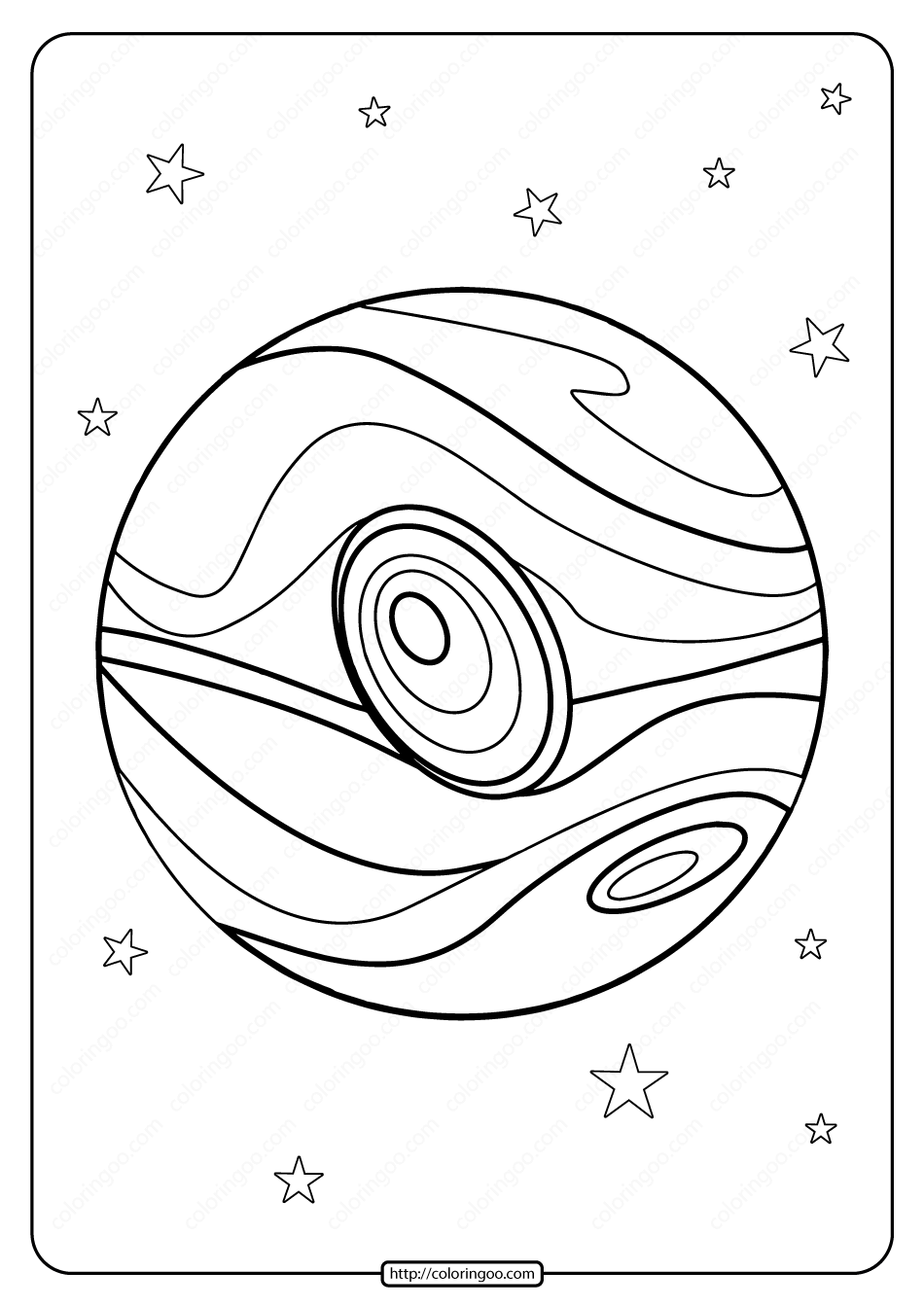 Printable Planet Jupiter Doodle Pdf Vector Outline