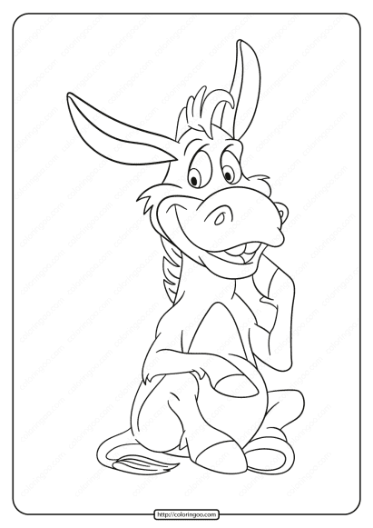 printable sitting donkey pdf coloring page