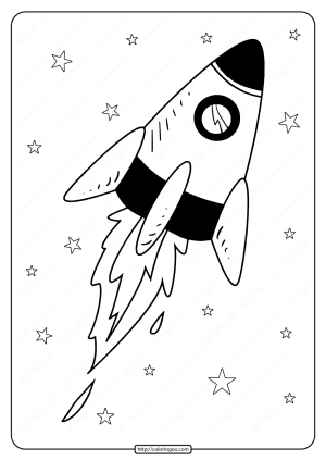 Printable Spacecraft in Space Pdf Coloring Page