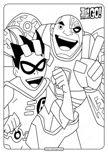 printable teen titans go robin and cyborg coloring page