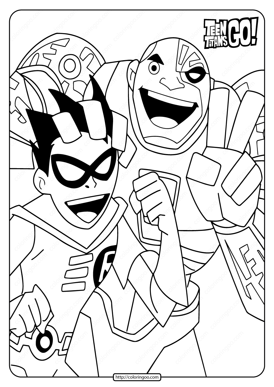 Teen Titans Go Robin and Cyborg Coloring Page