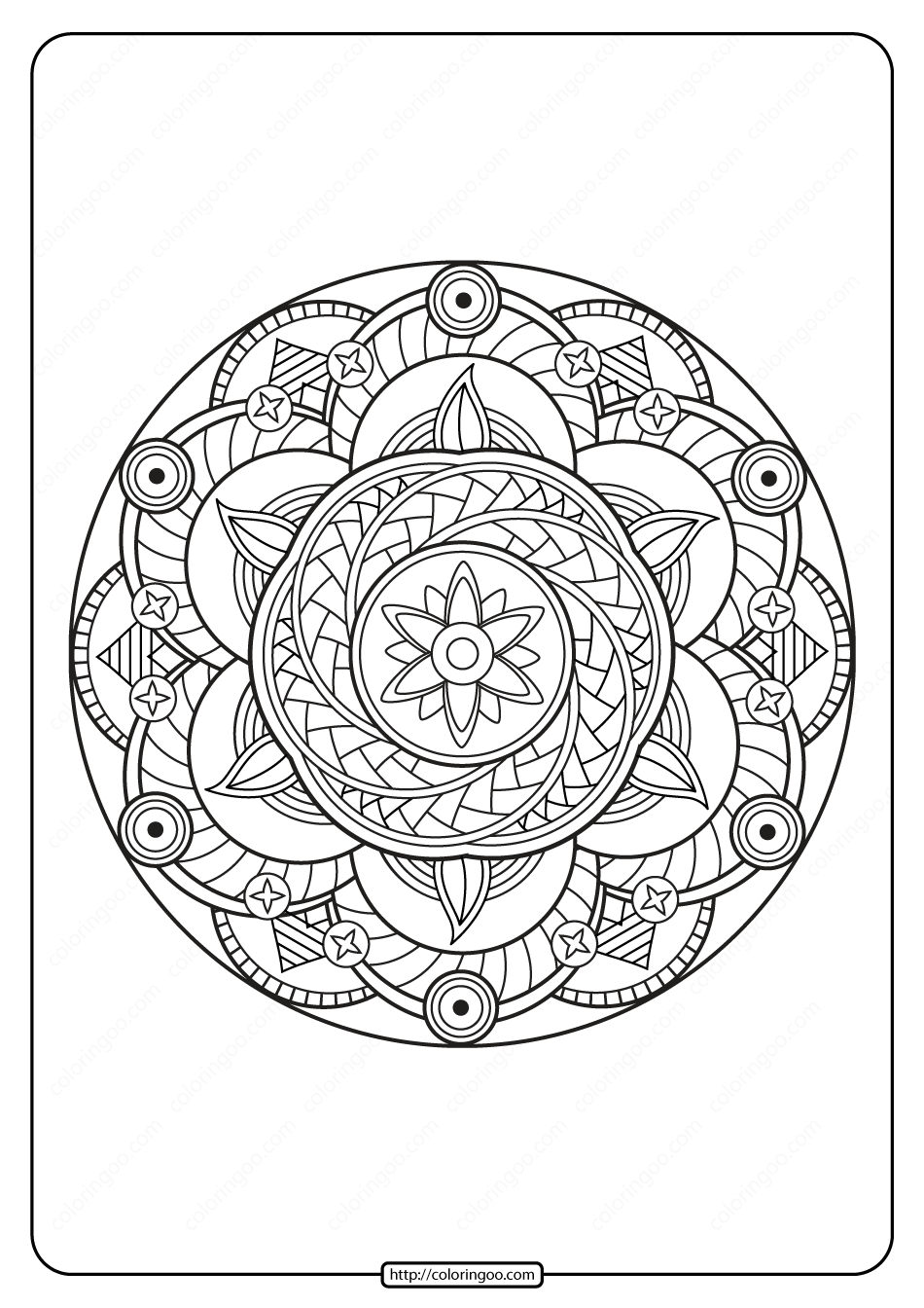 Free Printable Adult Floral Mandala Coloring Page 62