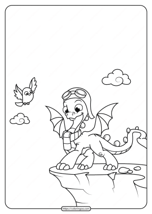 Free Printable Cute Dragon Coloring Page