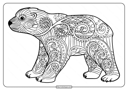 free printable baby polar bear pdf coloring page