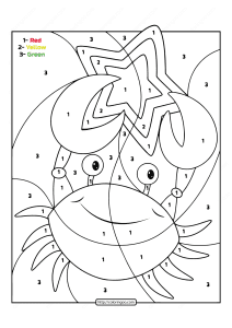 free printable color by number ocean crab 02