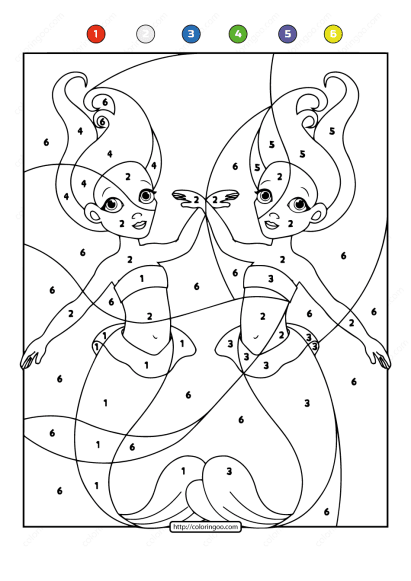 free printable color by number ocean mermaids 06