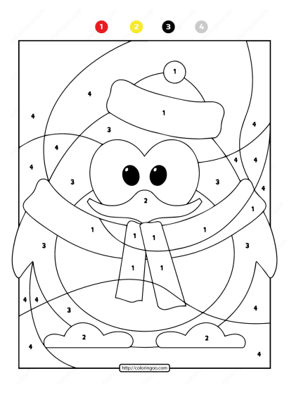 free printable color by number ocean penguin 08