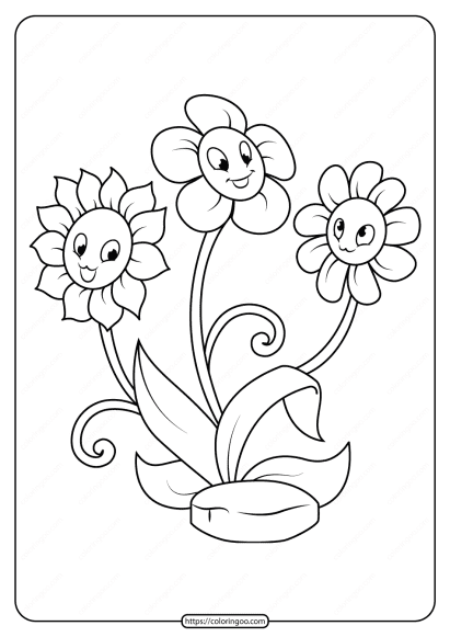 free printable flowers pdf coloring pages 15