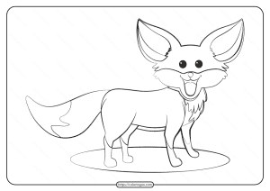 Free Printable Cute Fox Pdf Coloring Page