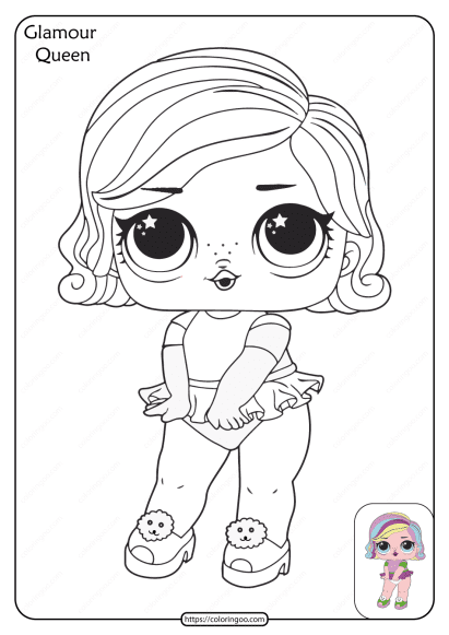 free printable lol surprise glamour queen coloring page