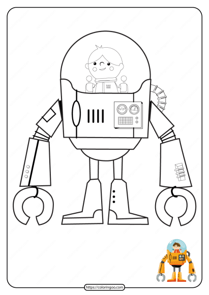 free printable robot pdf coloring page