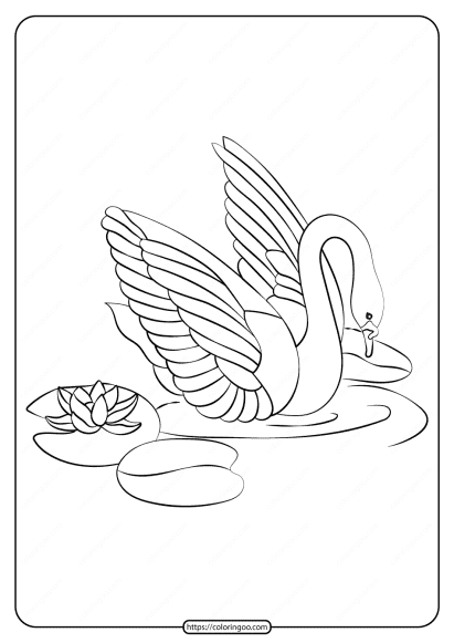 free printable swan pdf coloring page