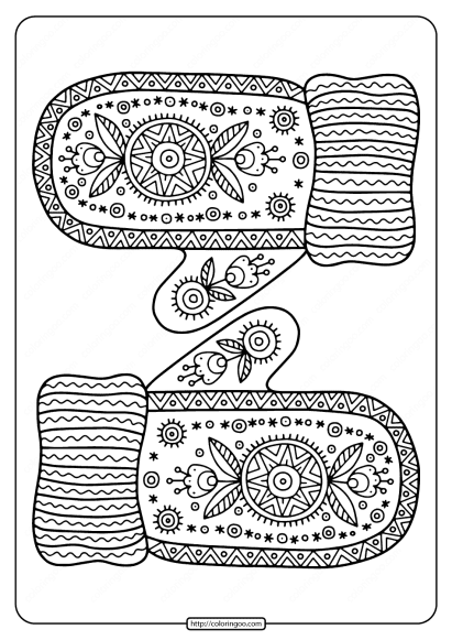 free printable warm knitted mittens coloring page