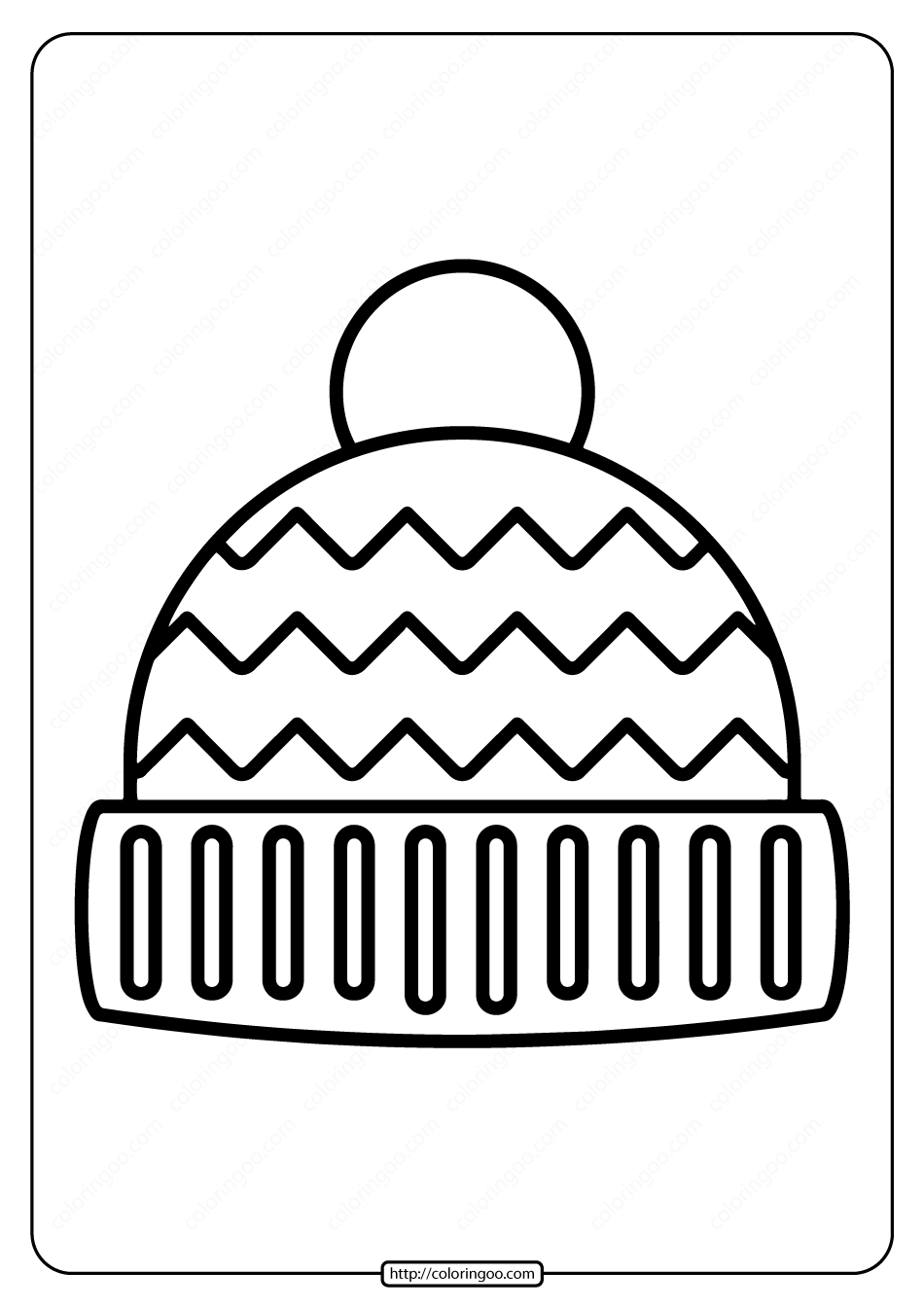 free printable winter hat pdf coloring page