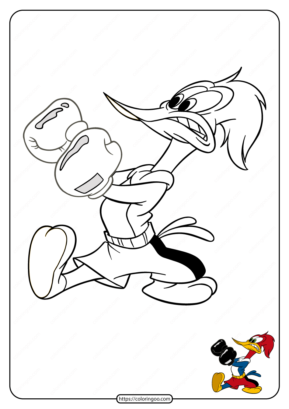 Woody Woodpecker Boxing Coloring Pages