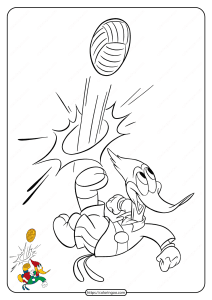 Football Player Woody Woodpecker Coloring Page