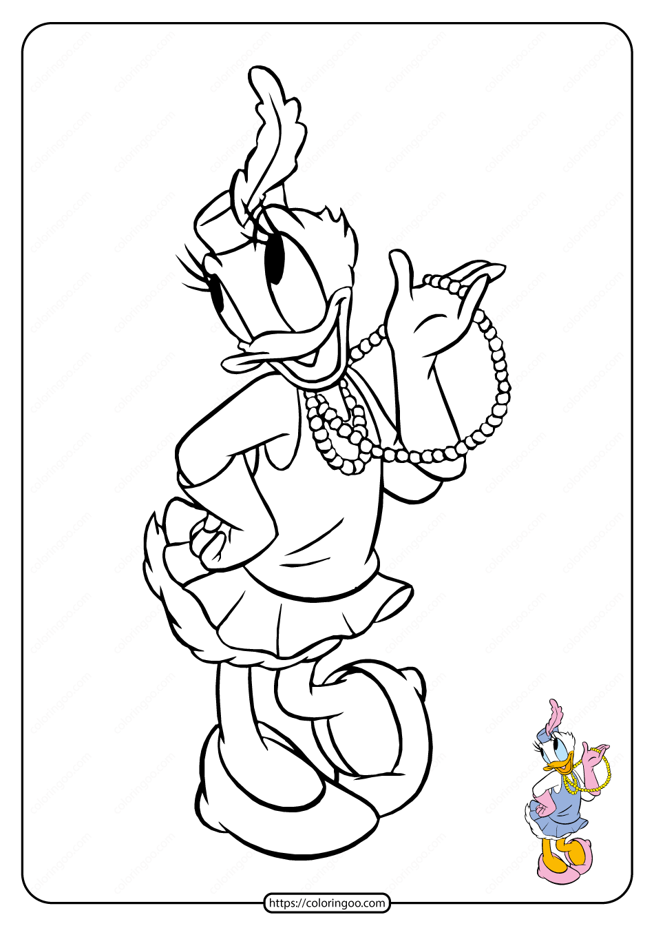 printable daisy duck pdf coloring page 10
