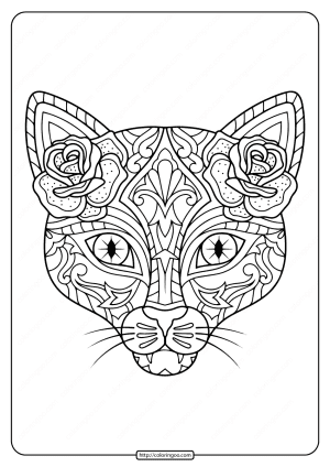 Printable Day of the Dead Cat Coloring Page